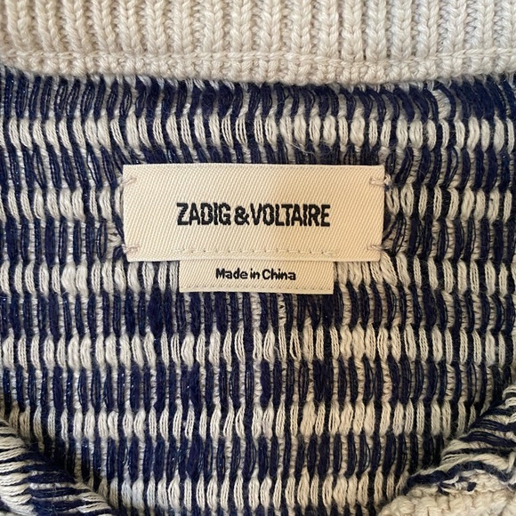 Zadig & Voltaire Tahoe Striped Knit Dress NWT Navy and Cream Striped XS - Picture 2 of 10